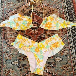 Aerie Yellow and Orange Floral Bikini
